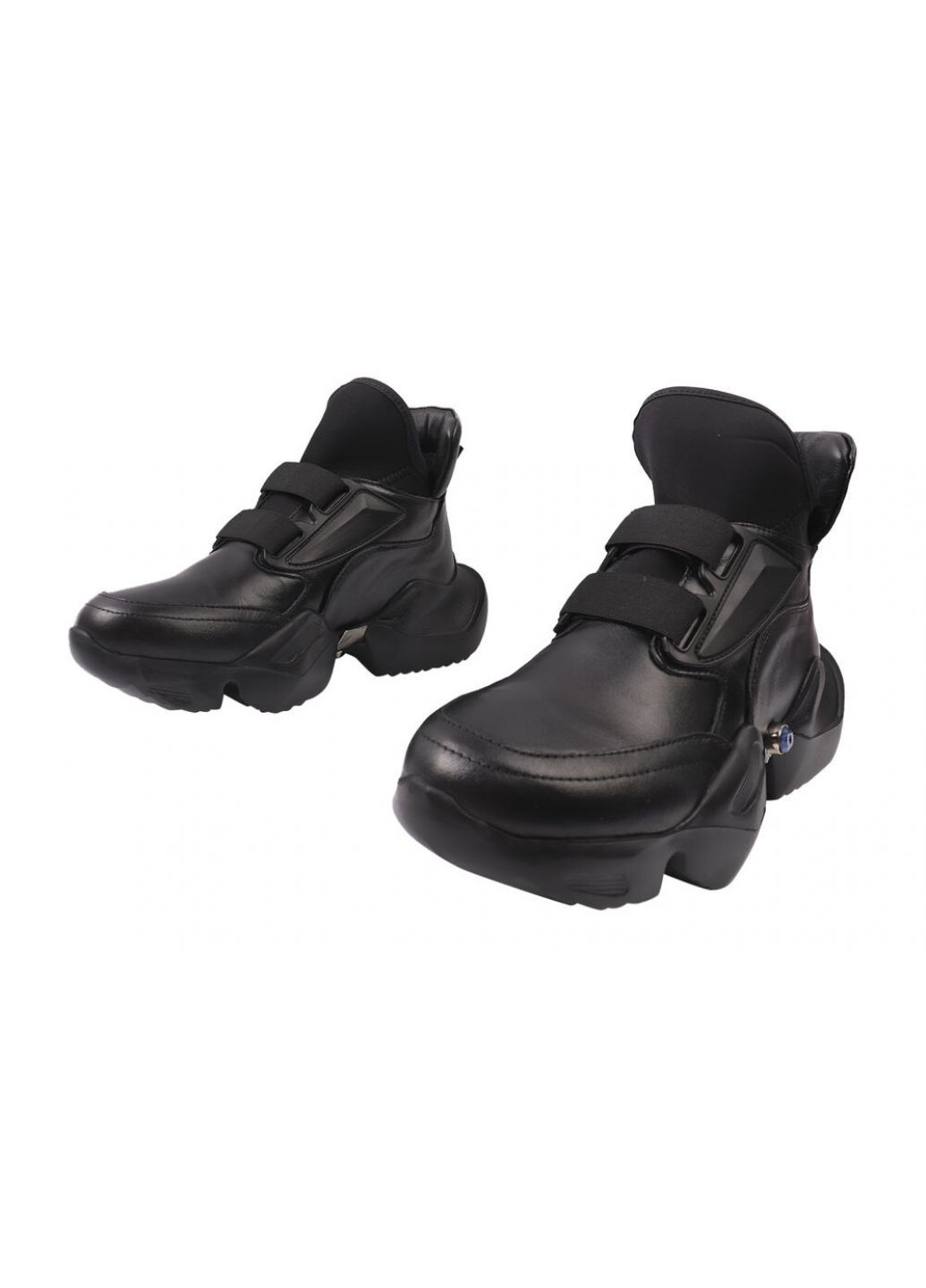 Черные ботинки женские из натуральной кожы,на платформе,высокие,черные,на резинке,турция Molly Bessa 236-20DK