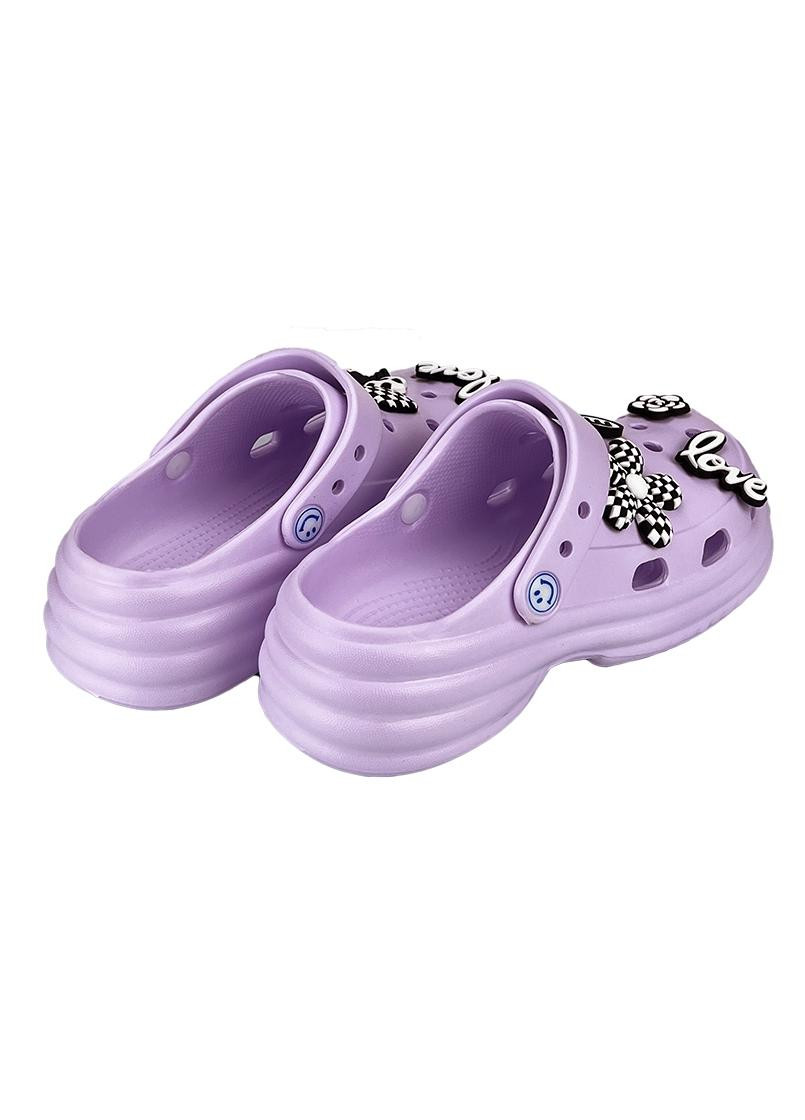 Женские кроксы сабо с джибитсами фиолетовые 10212-2 Sanlin (277689042)