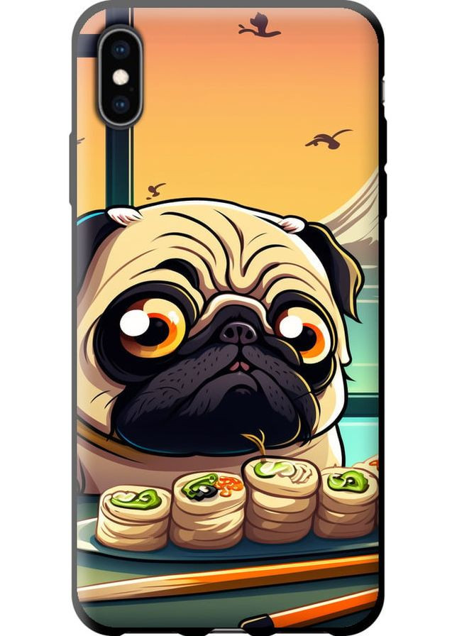 TPU чорний чохол 'Мопс і суші' для Endorphone Apple iPhone XS Max (276320187)