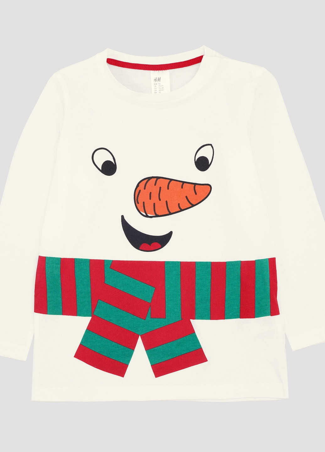 Белый демисезонный кэжуал лонгслив H&M с рисунком