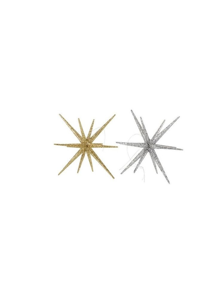Новогодняя серебристая/золотая звезда полипропилен д.12см в.8см 2 шт No Brand (266702568)
