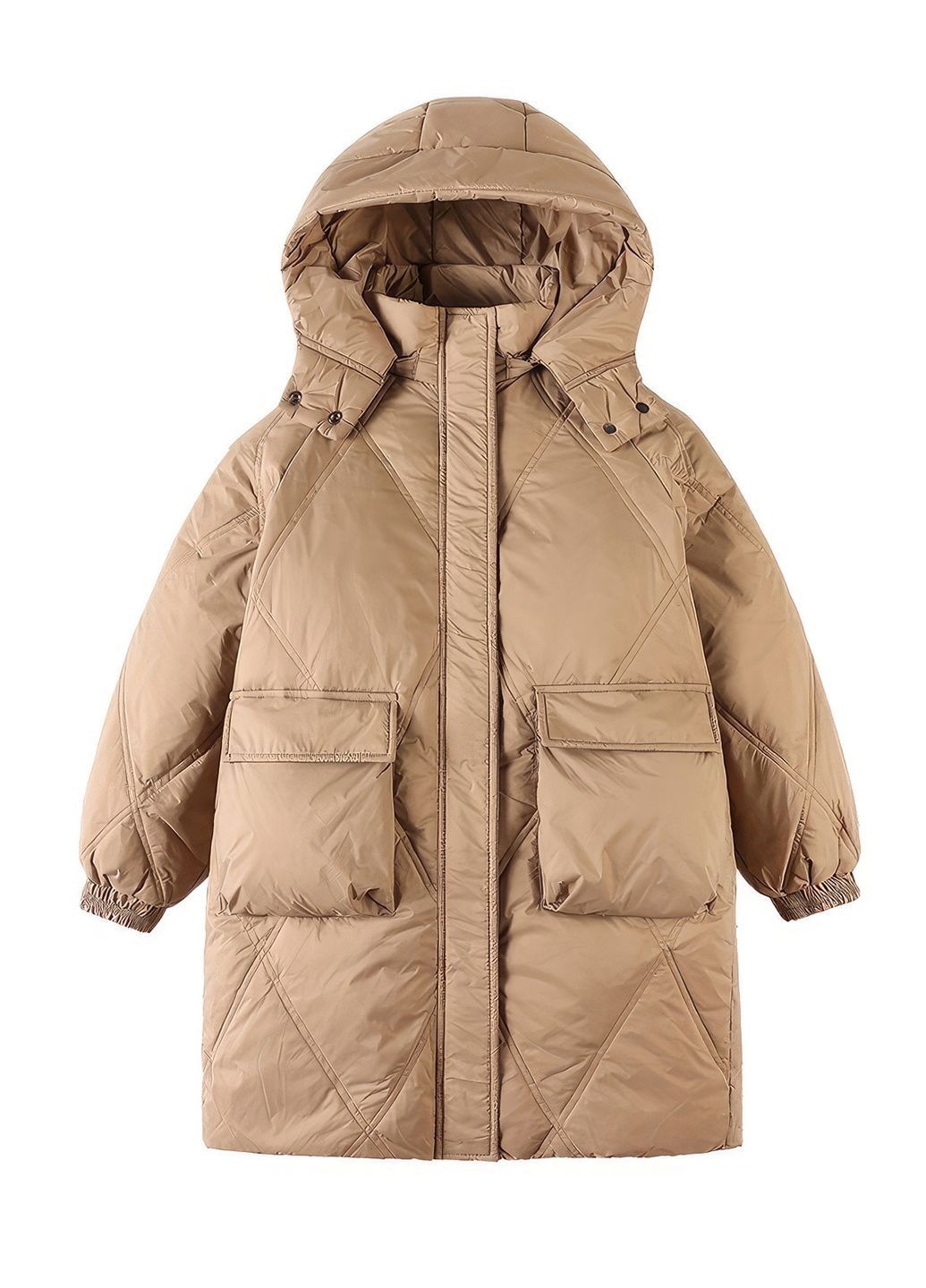 Коричневая зимняя куртка для девочки пуховая зимняя 9107 150 см коричневый 68419 DobraMAMA