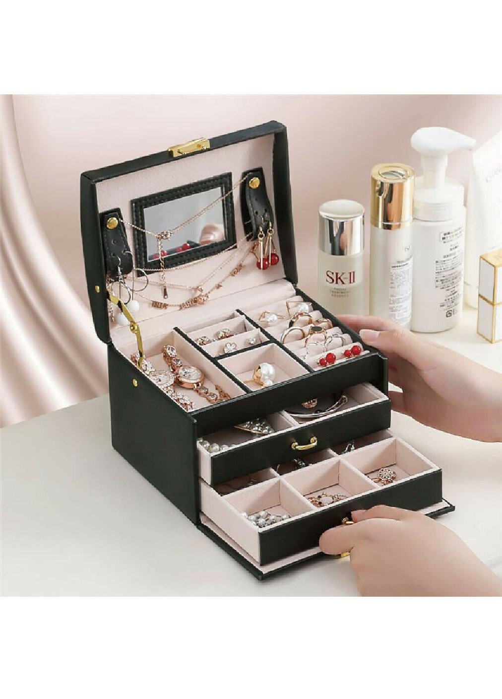 Шкатулка сундук органайзер коробка футляр для хранения украшений бижутерии 18х14х12.5 см (474648-Prob) Зеленая Unbranded (259203895)