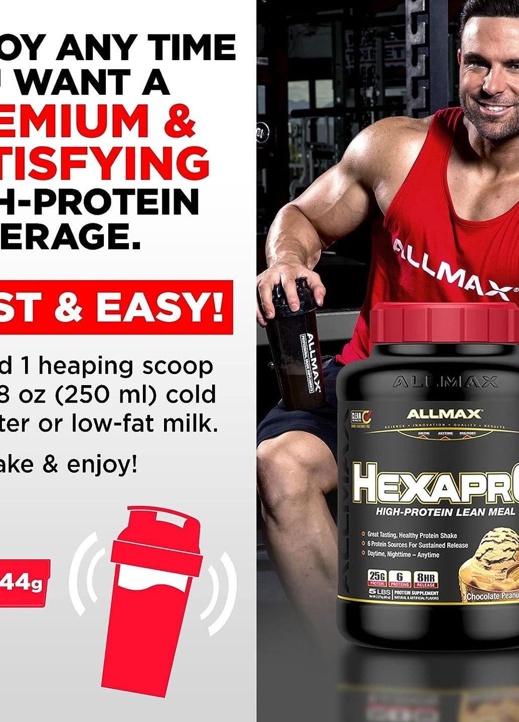 Протеин Hexapro High-Protein Lean Meal 907 g (Strawberry) ALLMAX Nutrition (260620038)
