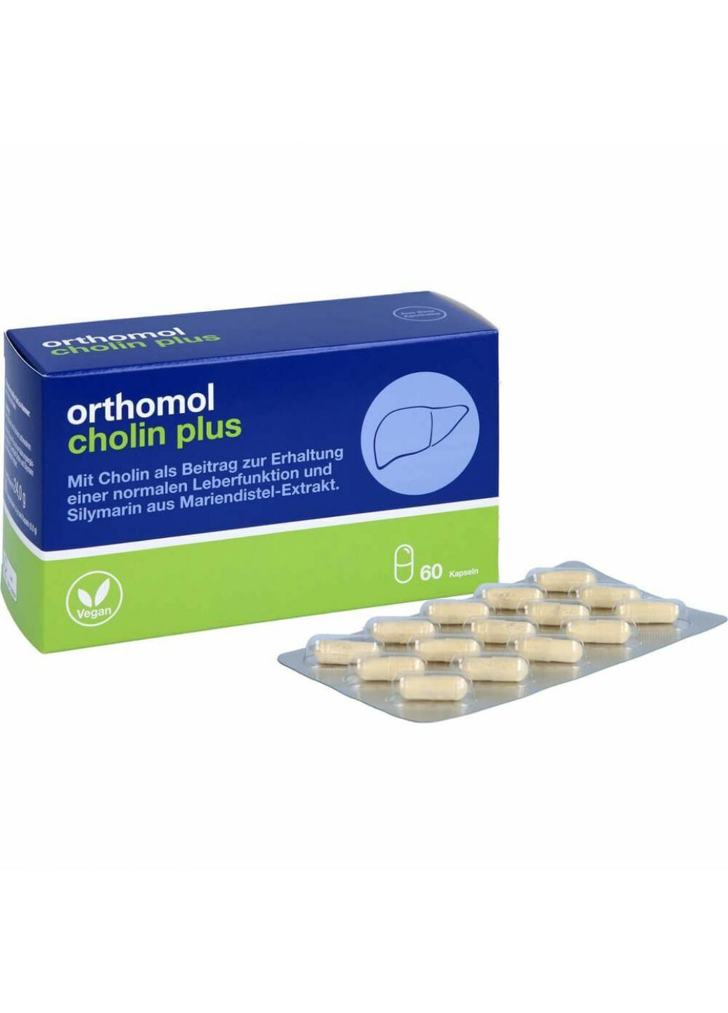 Cholin Plus (Ортомол Холин Плюс) витаминный комплекс для улучшения работы печени капсулы на курс приема 30 дней Orthomol 12502563 (260477740)