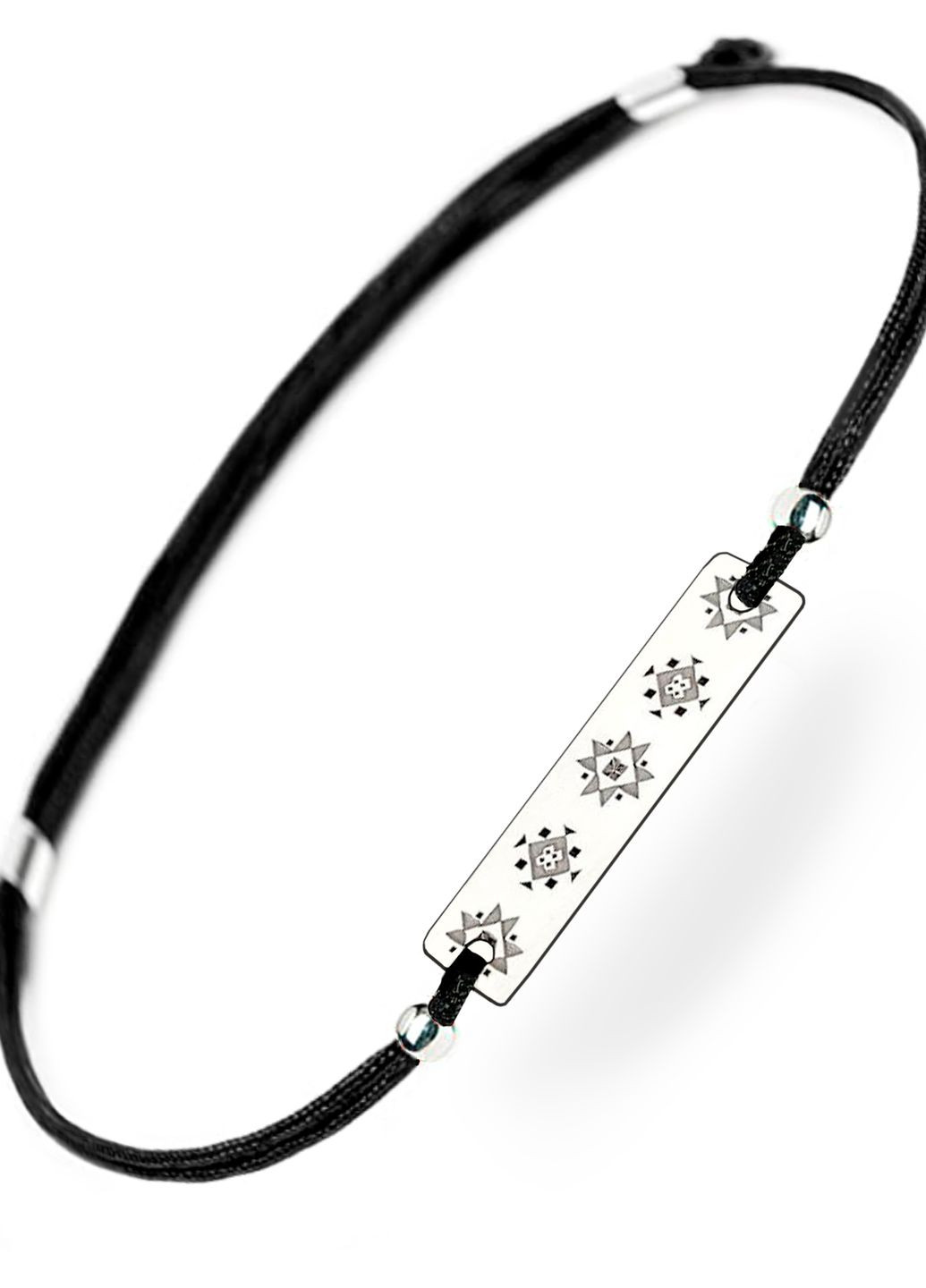 Серебряный браслет Вышиванка на шнурке чёрная «Винница» для неё регулируеться Family Tree Jewelry Line (266267259)