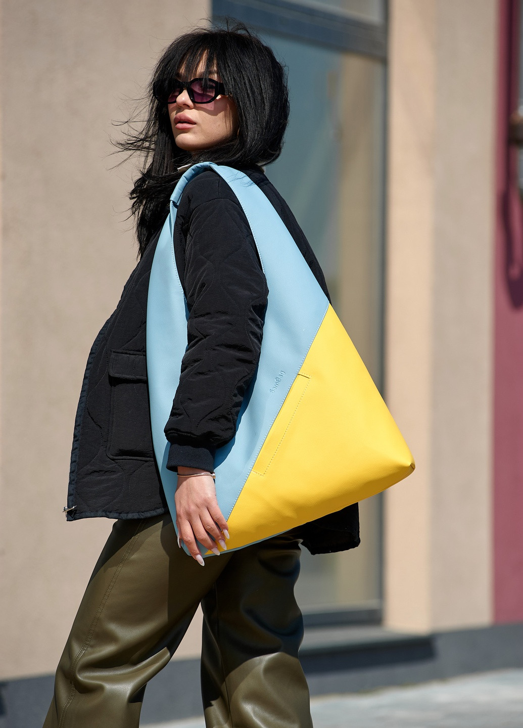 Жіноча сумка HOBO M жовто-блакитна Sambag (259040449)