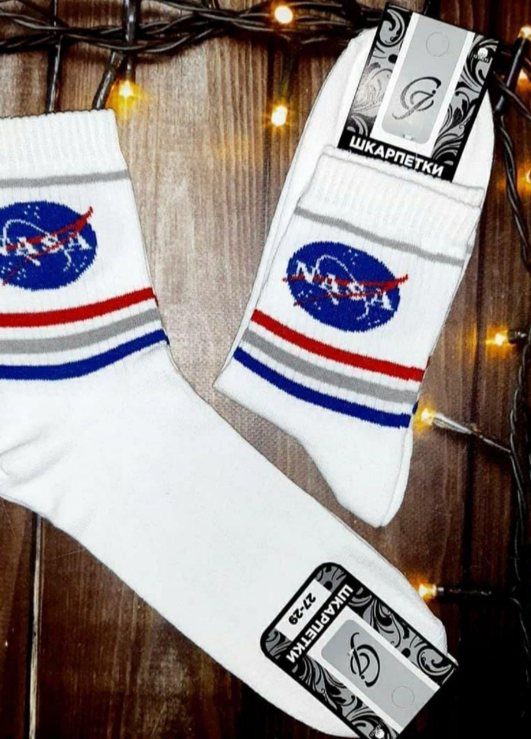 Модные белые высокие носки с принтом NASA No Brand (266624425)