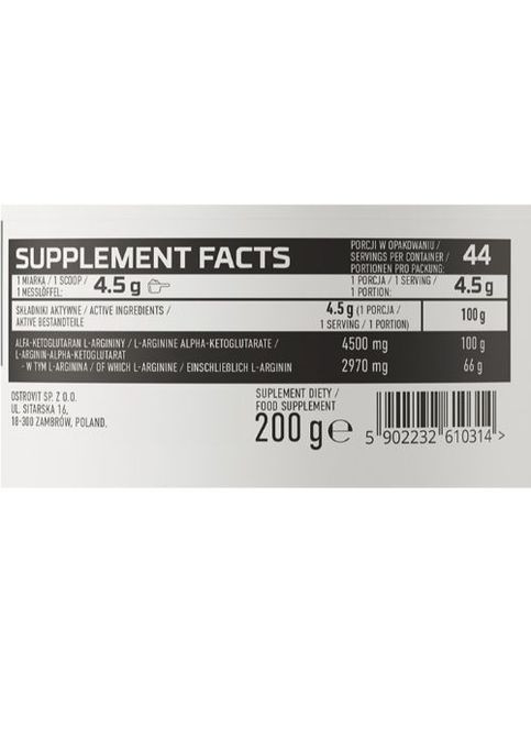 A-AKG 200 g /40 servings/ Ostrovit (267150574)