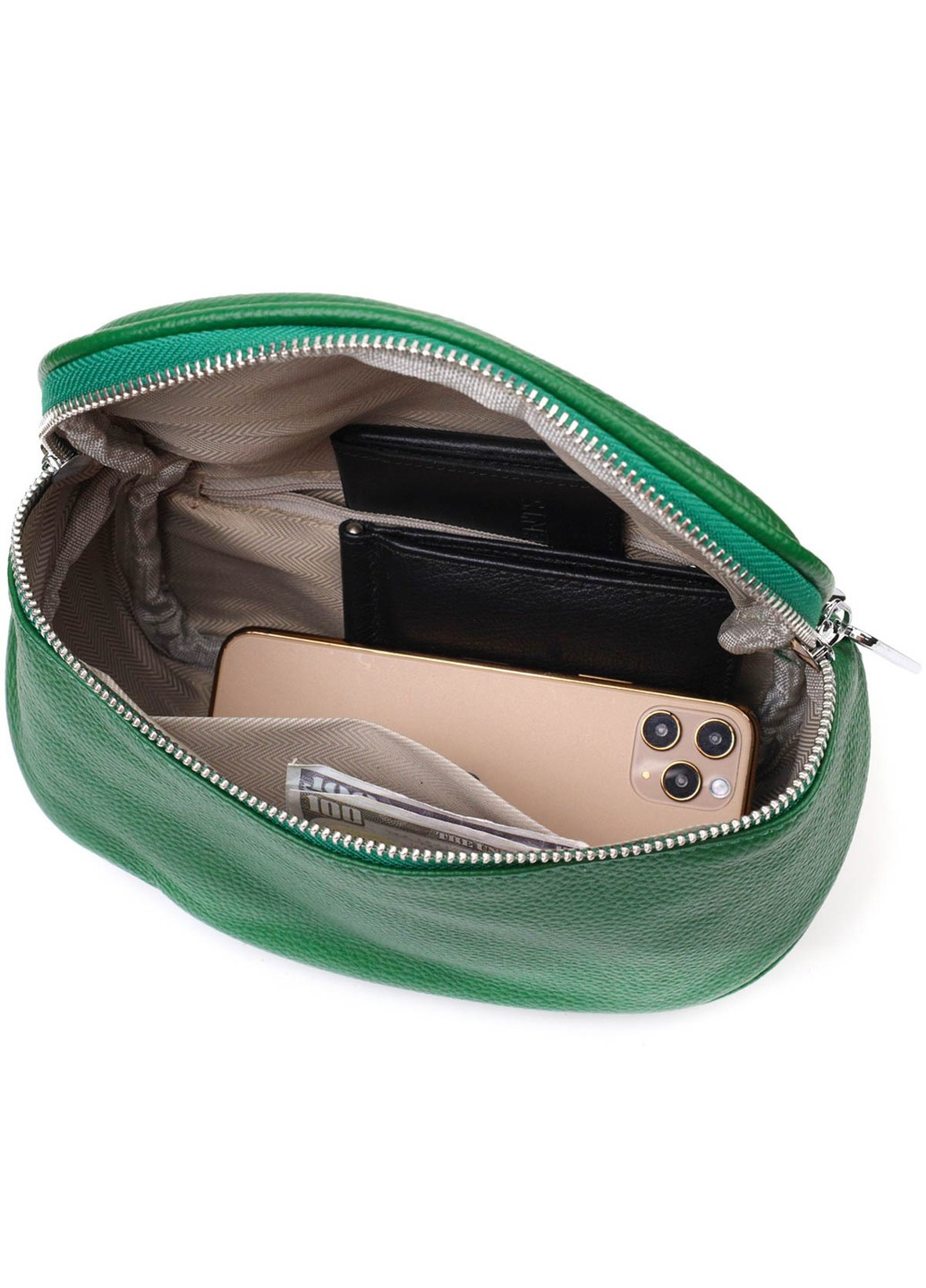 Модна жіноча сумка через плече з натуральної шкіри 22124 Зелена Vintage (260359825)
