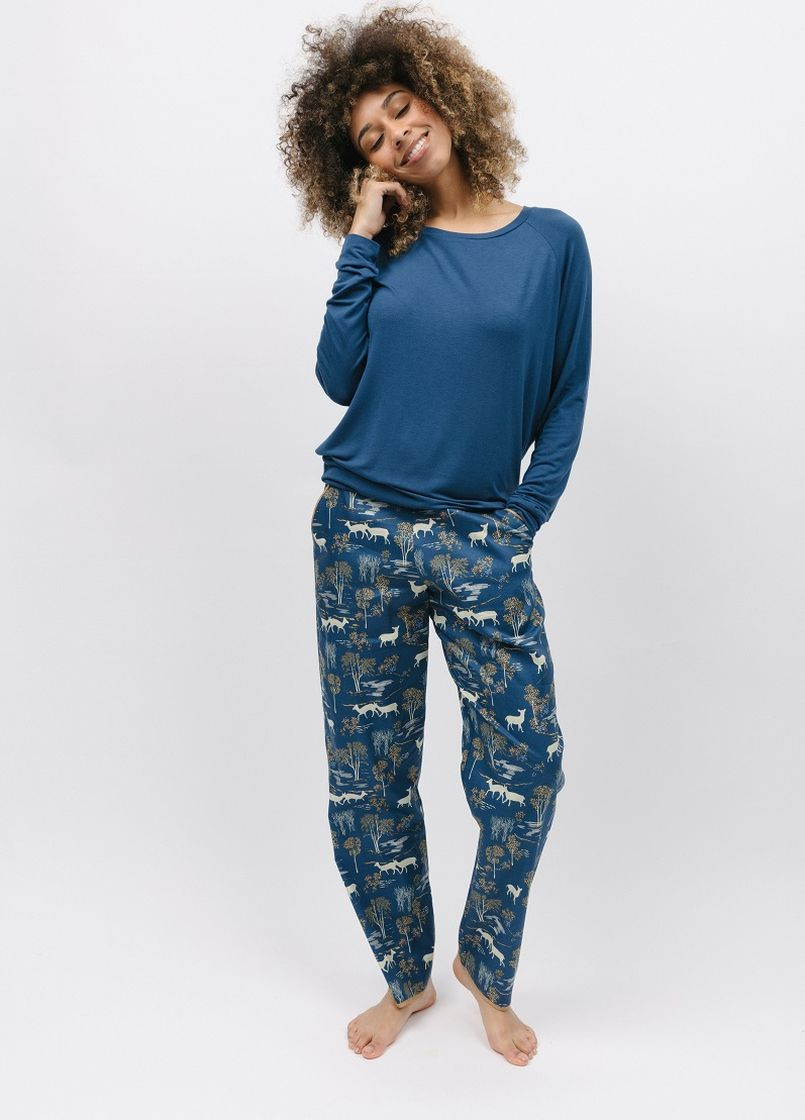 Синя всесезон піжама жіноча 9831-9825 топ + брюки Cyberjammies Fawn
