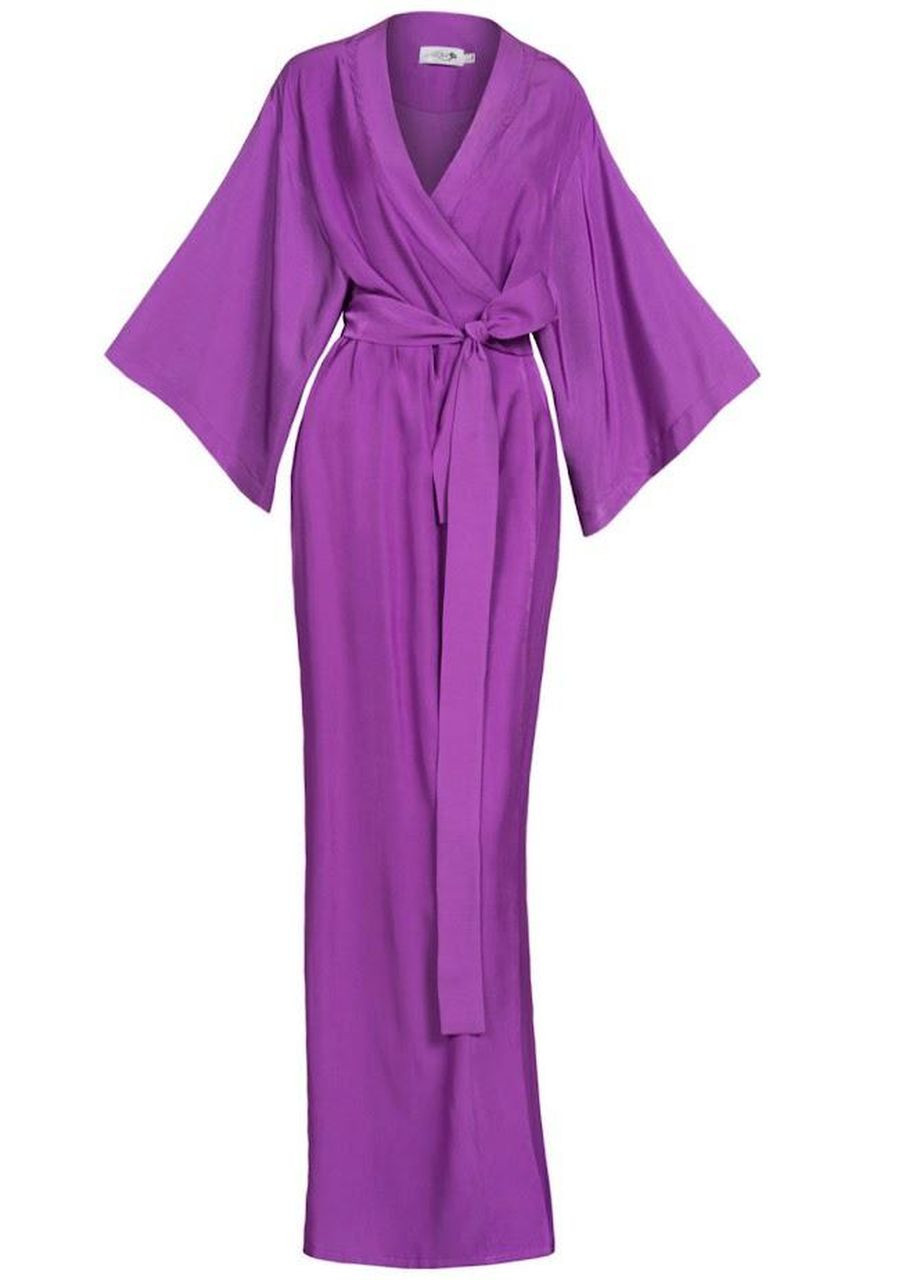 Халат-кимоно из вискозы длинный на запах в японском стиле с поясом "Виолет" Garna (277167315)