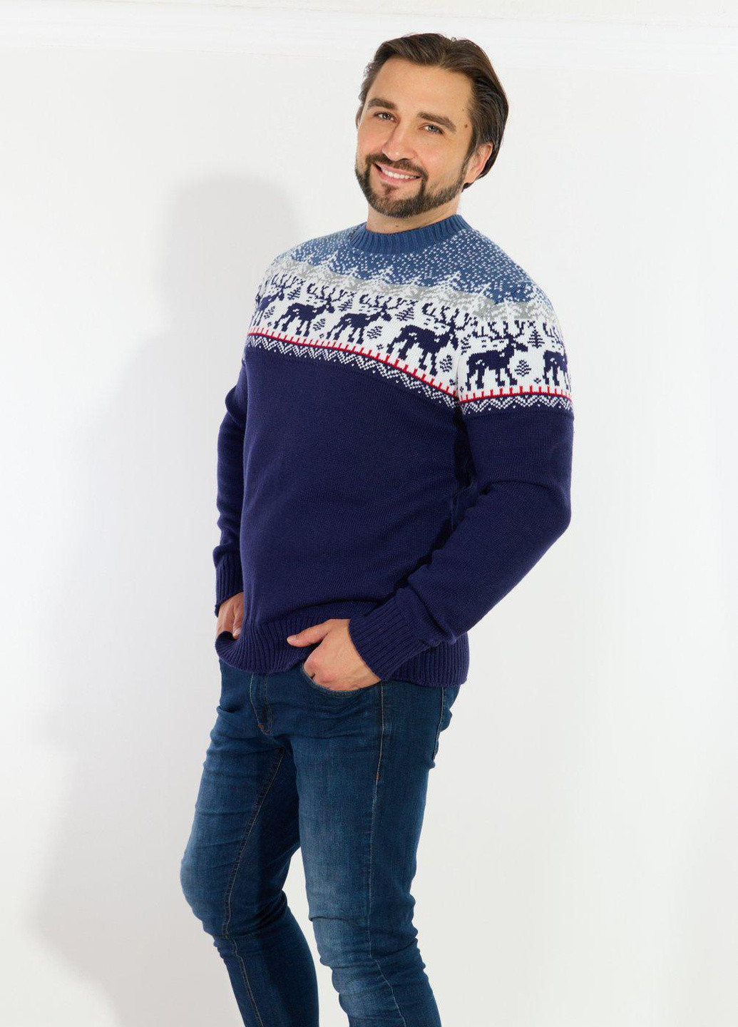 Синій светри светр з оленями (11027)110327-531 Lemanta