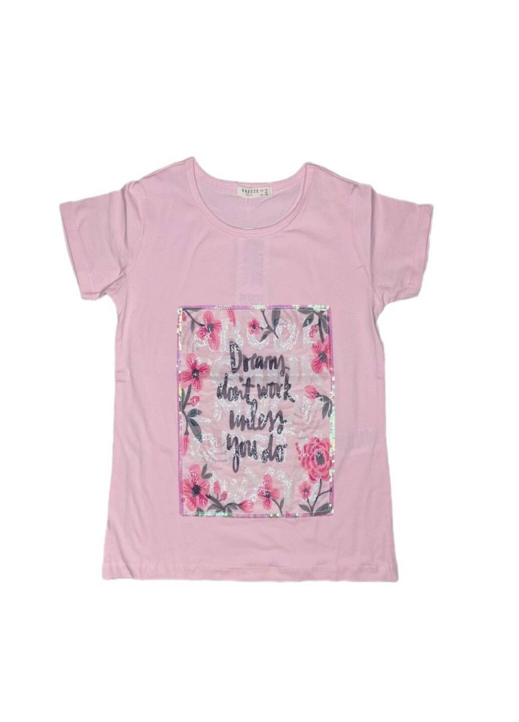 Светло-розовая летняя футболка для девочки Breeze