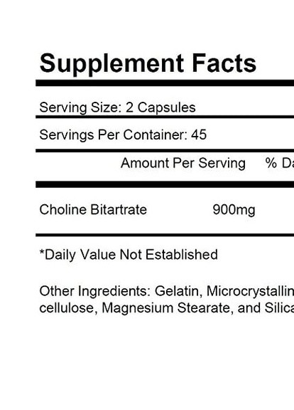 Choline-900 (Choline Bitartrate 900 mg) 90 Caps KRK Supplements (258499800)