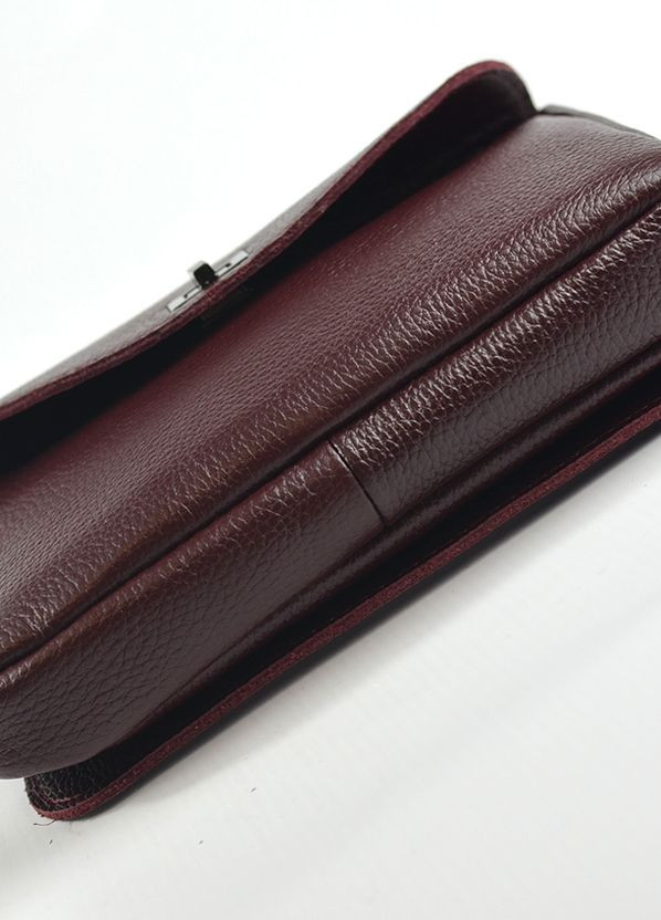 Бордова шкіряна жіноча сумка клатч через плече на два відділення, міні сумочка з натуральної шкіри Serebro (266623595)