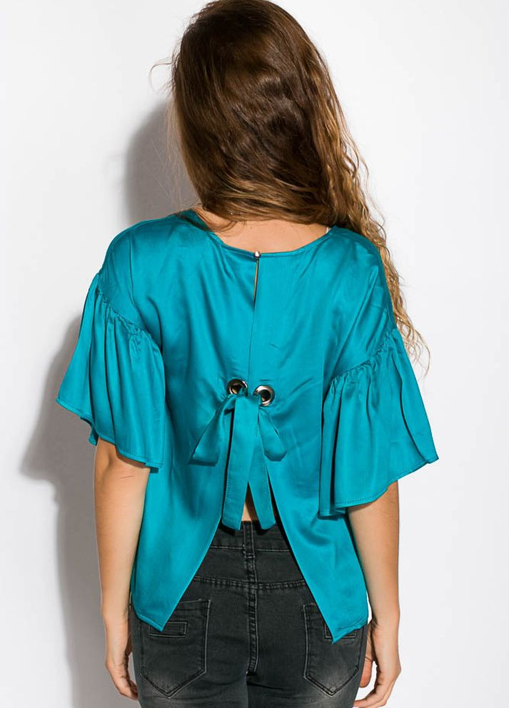 Бирюзовая летняя блуза женская свободного покроя (бирюзовый) Time of Style