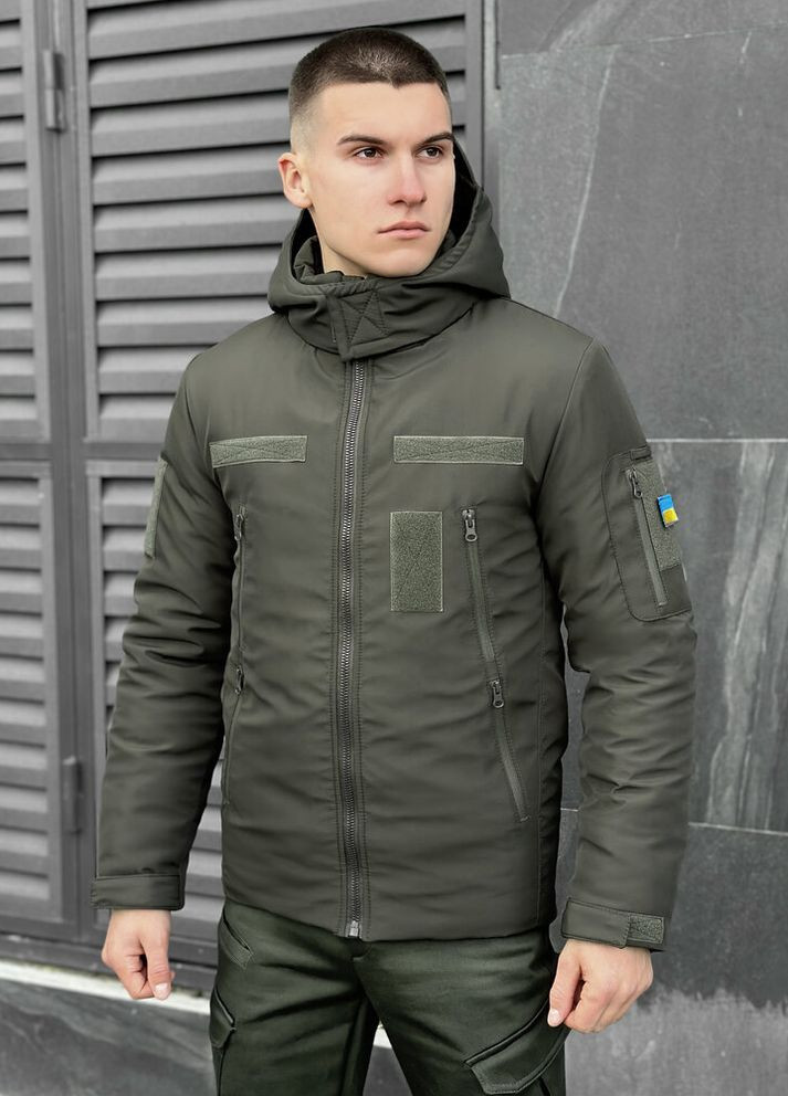 Оливковая (хаки) зимняя куртка winter jacket motive зима хаки Pobedov