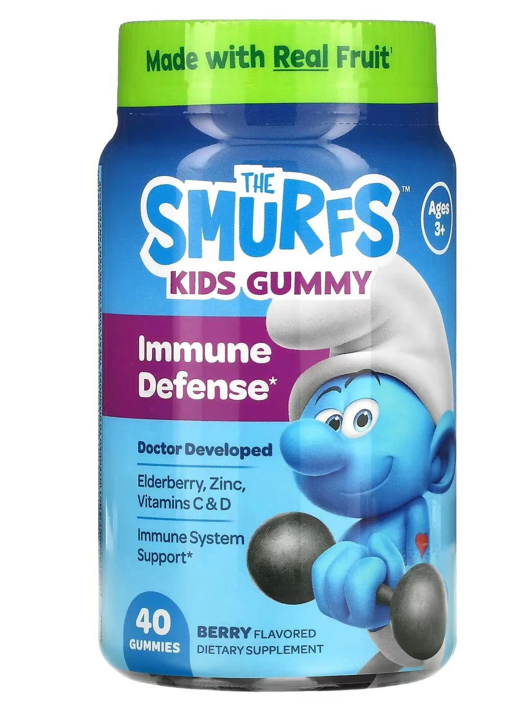 Витамины для детей для иммунитета Kids Gummy Immune Defense Ages 3+ 40 Gummies (Berry) The Smurfs (257699232)
