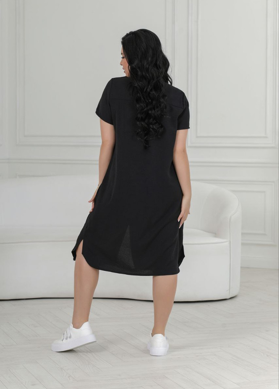 Черное женское платье-рубашка цвет черный 436404 New Trend