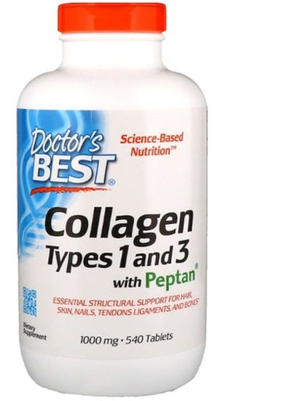 Collagen Types 1 and 3 with Peptan 1000 mg 540 Tabs DRB-00358 Doctor's Best (256719060)