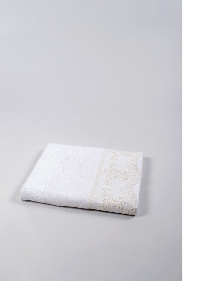 Maxstyle полотенце бамбуковое - dantela белое 50*90 орнамент белый производство - Турция