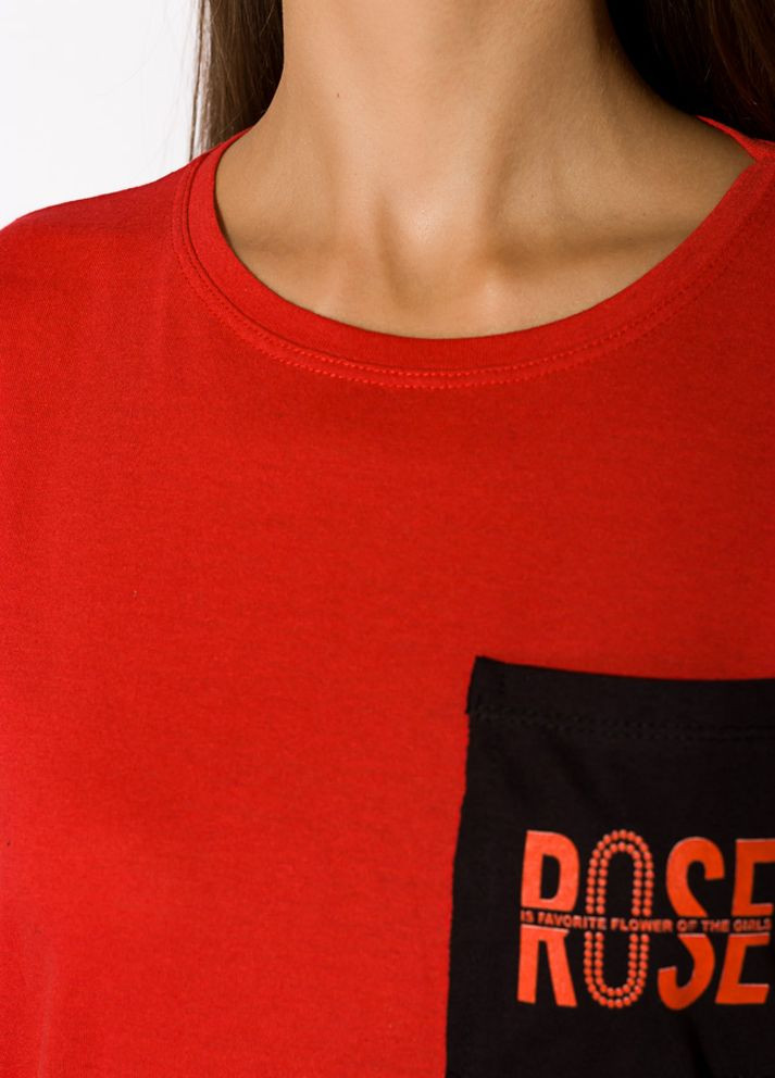 Футболка женская контрастная 317F074 (Красный) Time of Style - (261922569)