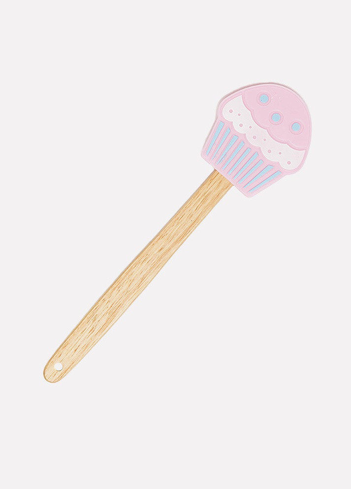 Лопатка силиконовая с деревянной ручкой цвет розовый ЦБ-00201013 No Brand (259421888)