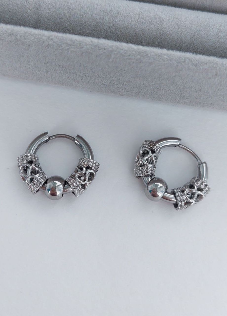 Серьги кольца мужские из нержавеющей стали (пара) MK1232-3 серебряный DeKolie (260517563)