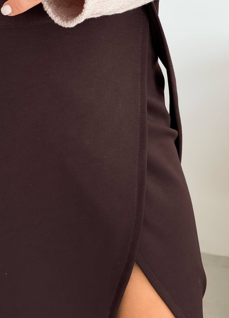 Темно-коричневая кэжуал однотонная юбка Vakko