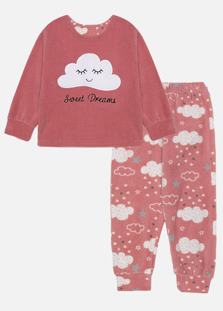 Светло-розовая зимняя пижама для девочки цвет пудровый цб-00231590 Бома