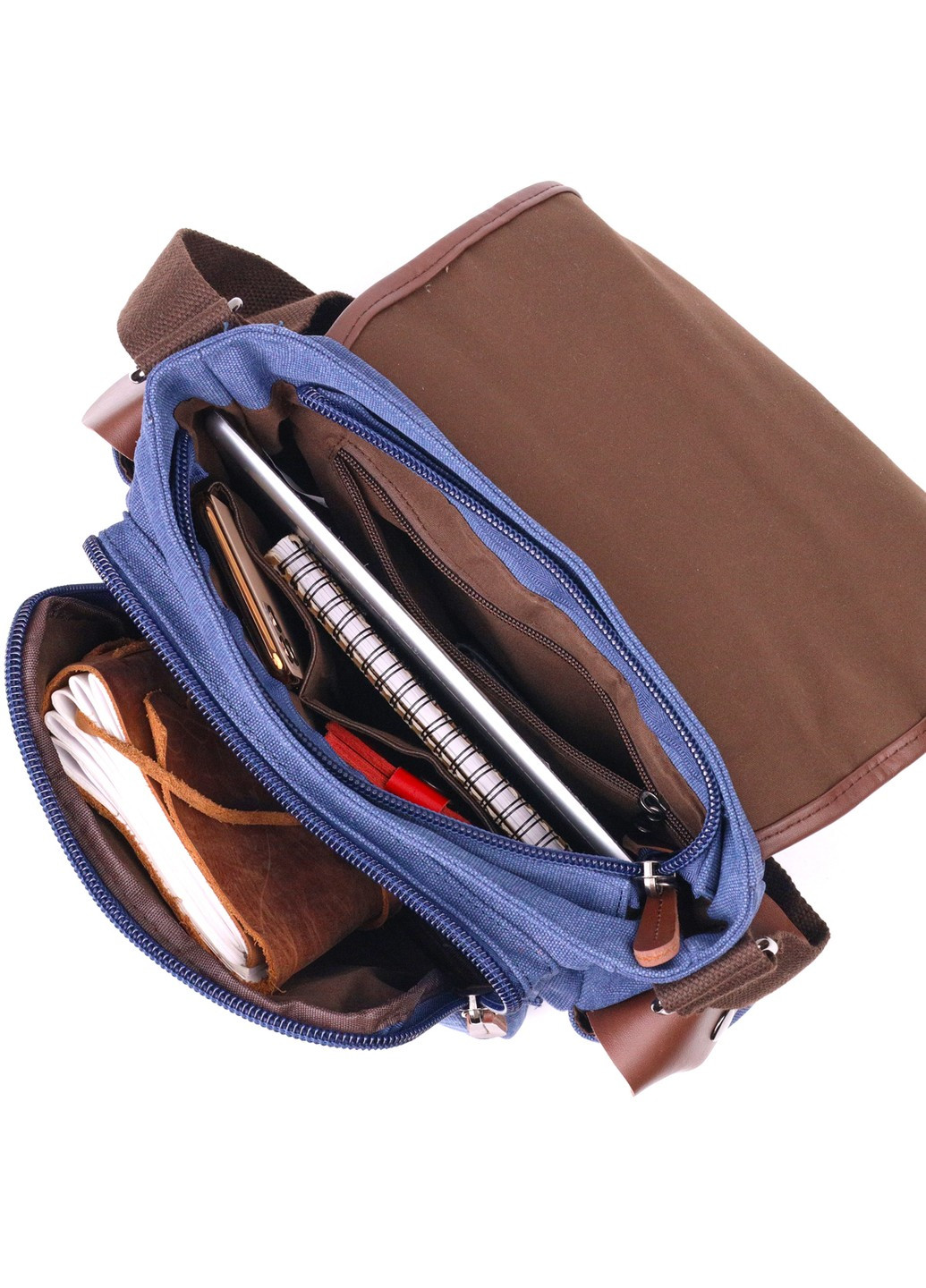 Цікава горизонтальна чоловіча сумка з текстилю 21250 Синя Vintage (258286269)
