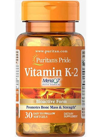 Puritan's Pride Vitamin K-2 (MenaQ7) 100 mcg 30 Softgels Puritans Pride (256725786)