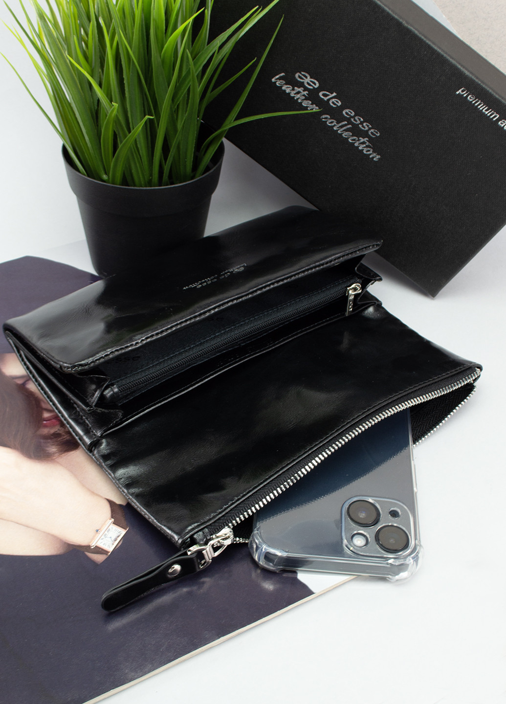 Кошелек женский кожаный LC14012X-YP01 большой черный De Esse (256675965)