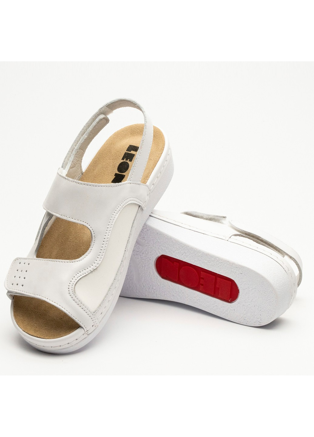 сандалии женские кожаные nora iii, white Leon