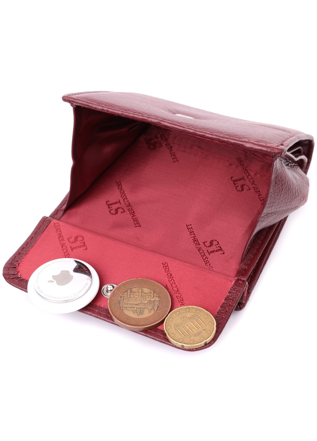 Невеликий жіночий гаманець з монетницею з натуральної шкіри 22544 Бордовий st leather (277980512)