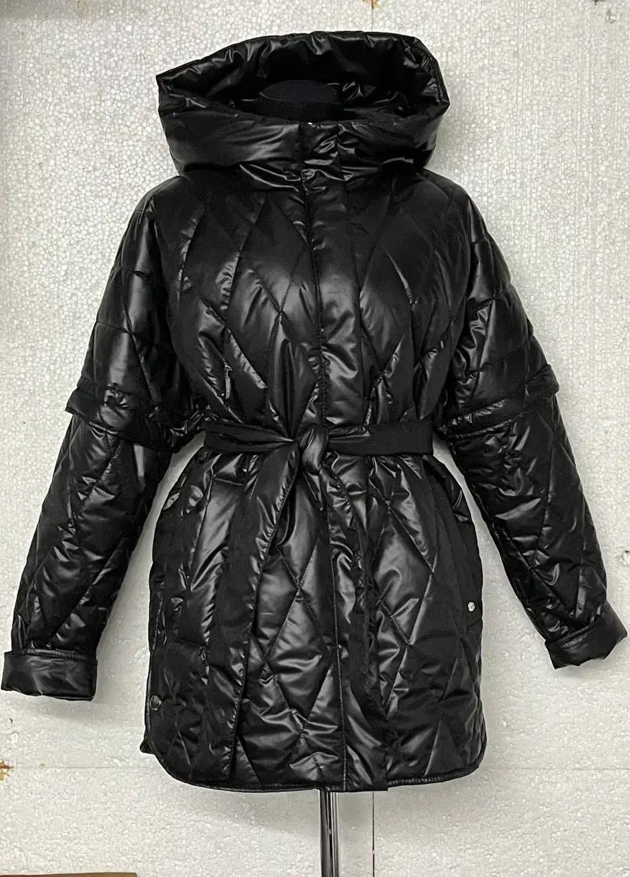 Черная демисезонная осенняя женская куртка большого размера SK