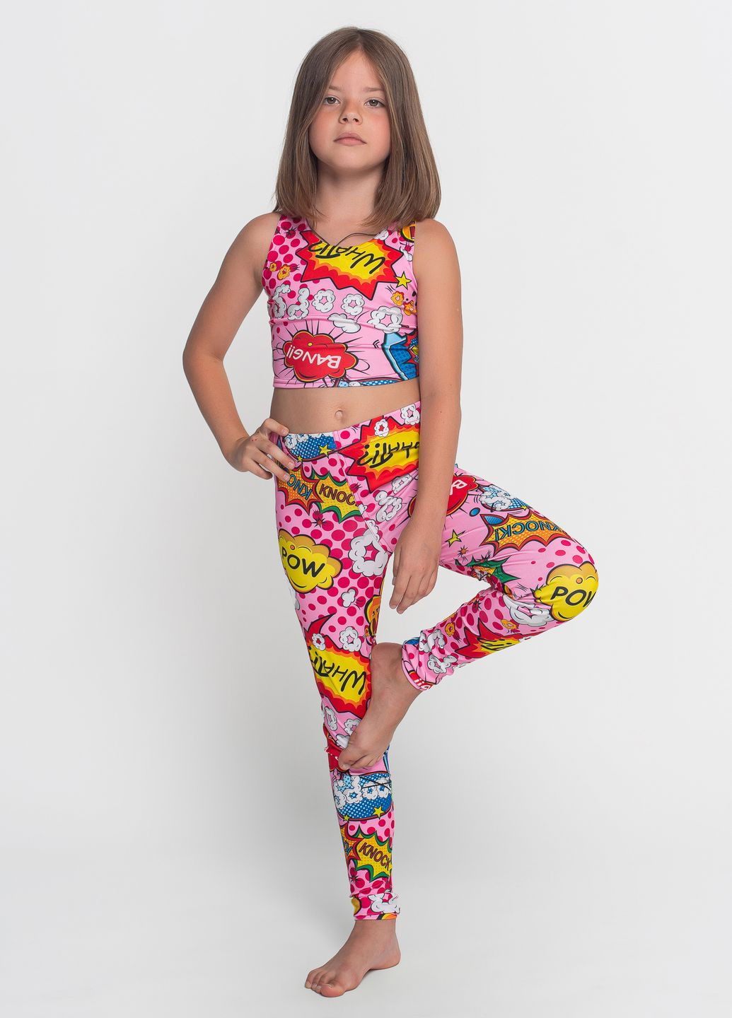 Комплект лосини і топ для дівчинки рожевий спортивний костюм для гімнсатики та танців Total Pro fitness (276534301)