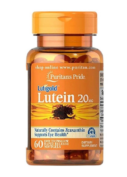 Puritan's Pride Lutein 20 mg with Zeaxanthin 60 Softgels Puritans Pride (256719884)