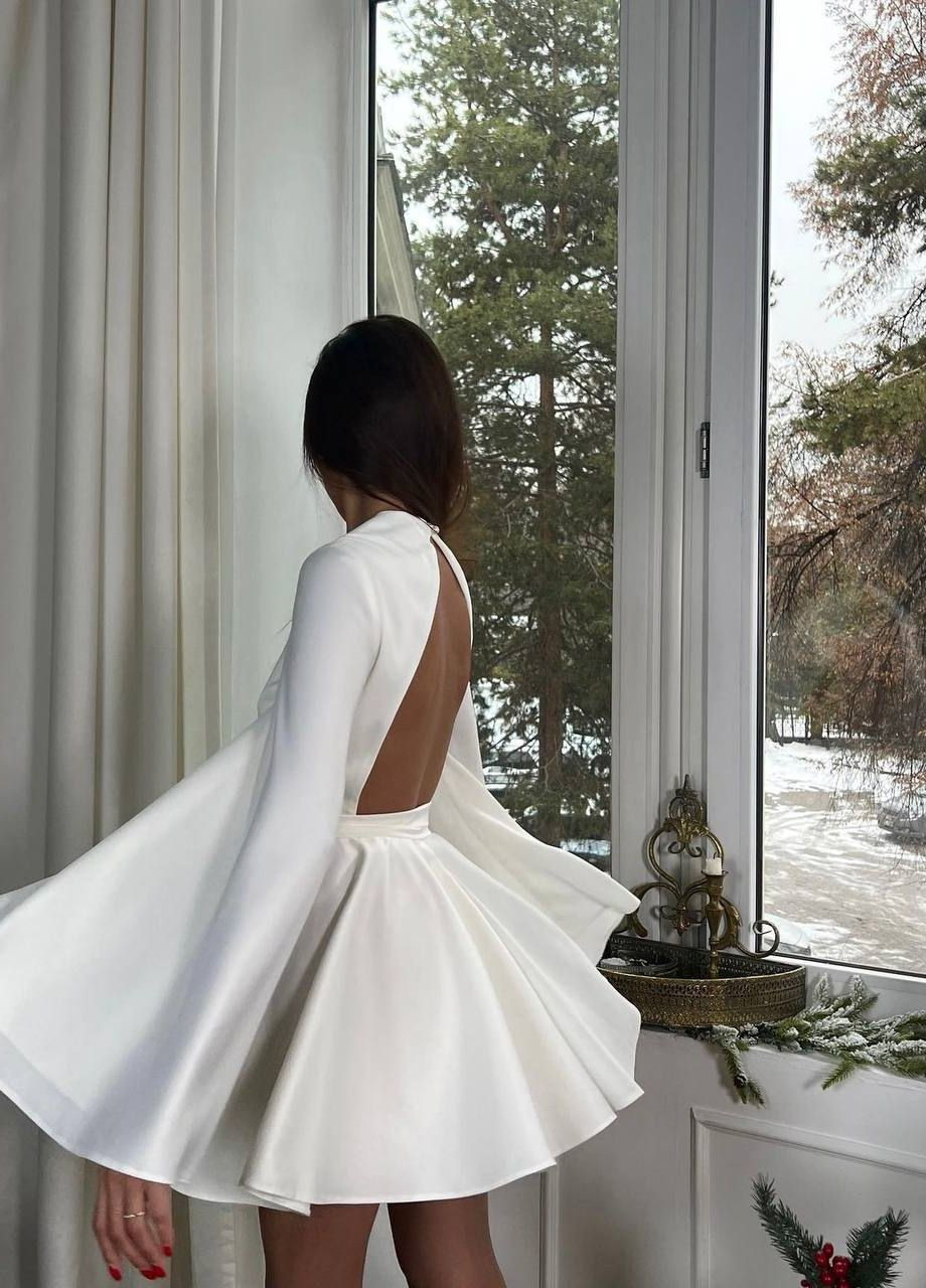 Білий вечірня сукня з відкритою спиною Garna однотонна