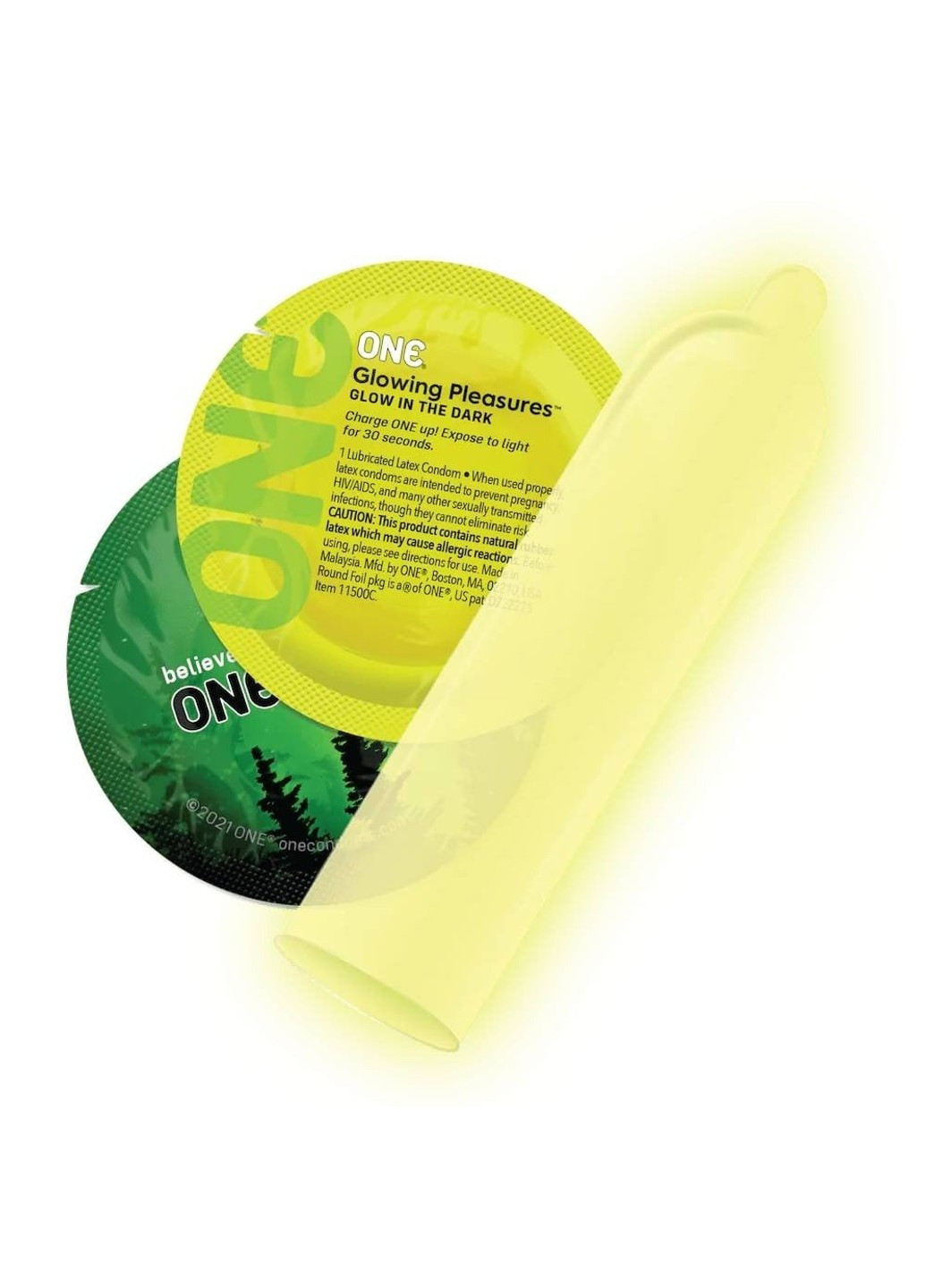 Презерватив Glowiing Pleasures світиться в темряві One (268830876)