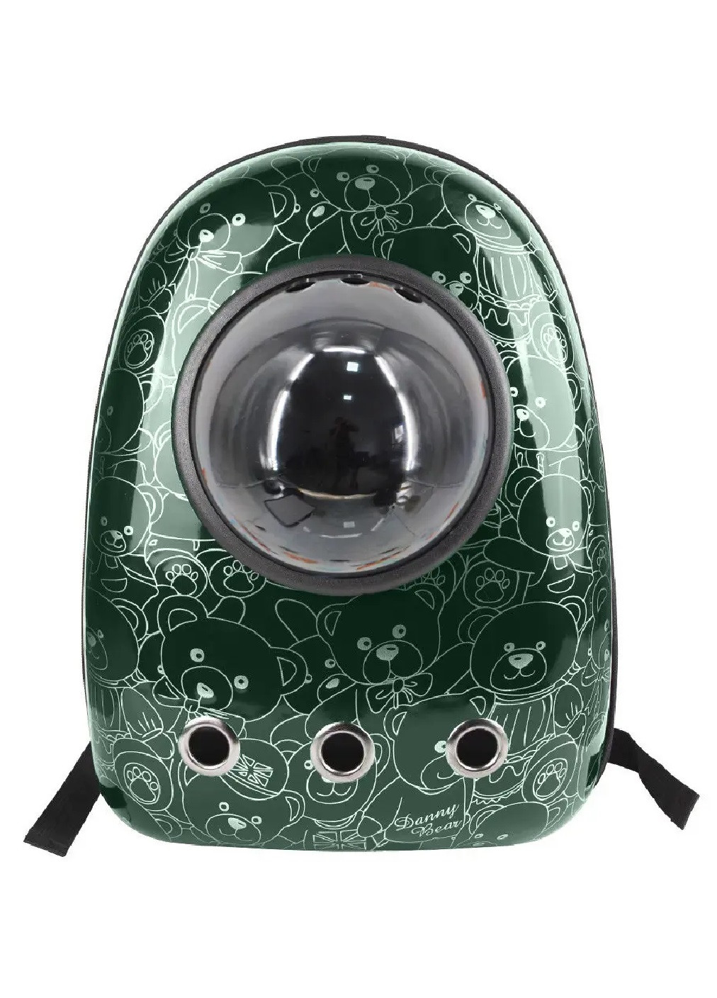Рюкзак для перенесення котів собак тварин з вікном ілюмінатором вентиляцією 38х28х20 см (476016-Prob) Темно-зелене ведмежатко Unbranded (275646429)