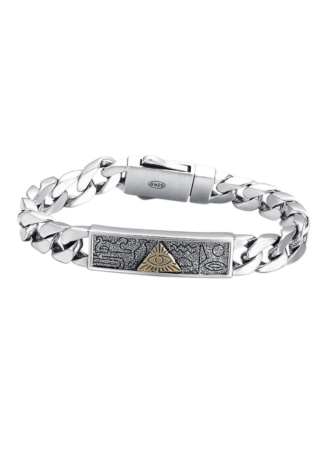 Срібний елітний браслет Око Масонів панцирного плетіння No Brand (259576799)