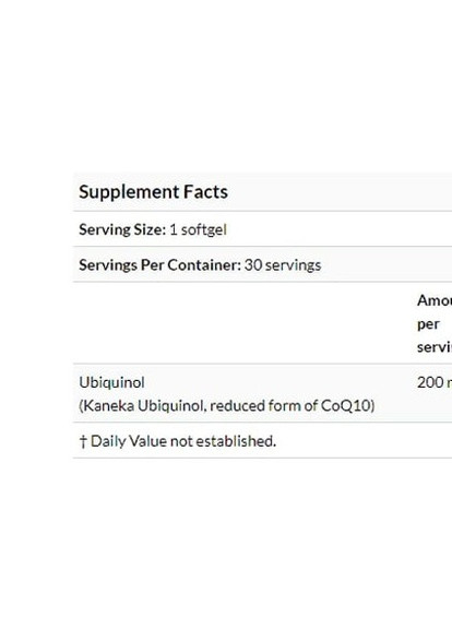 Ubiquinol with Kaneka 200 mg 30 Softgels DRB-00274 Doctor's Best (256721449)