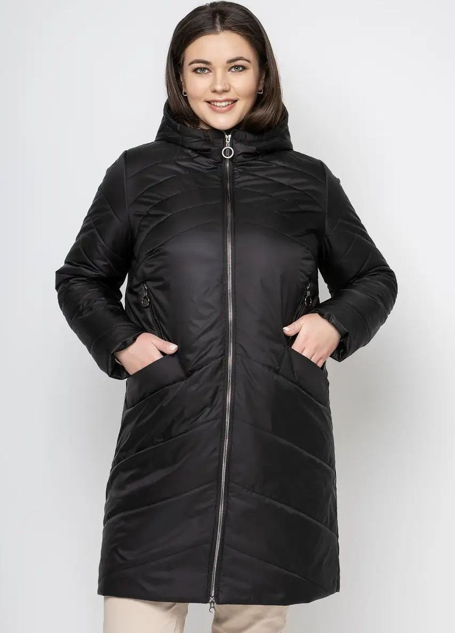 Чорна демісезонна жіноча куртка великого розміру демісезонна SK