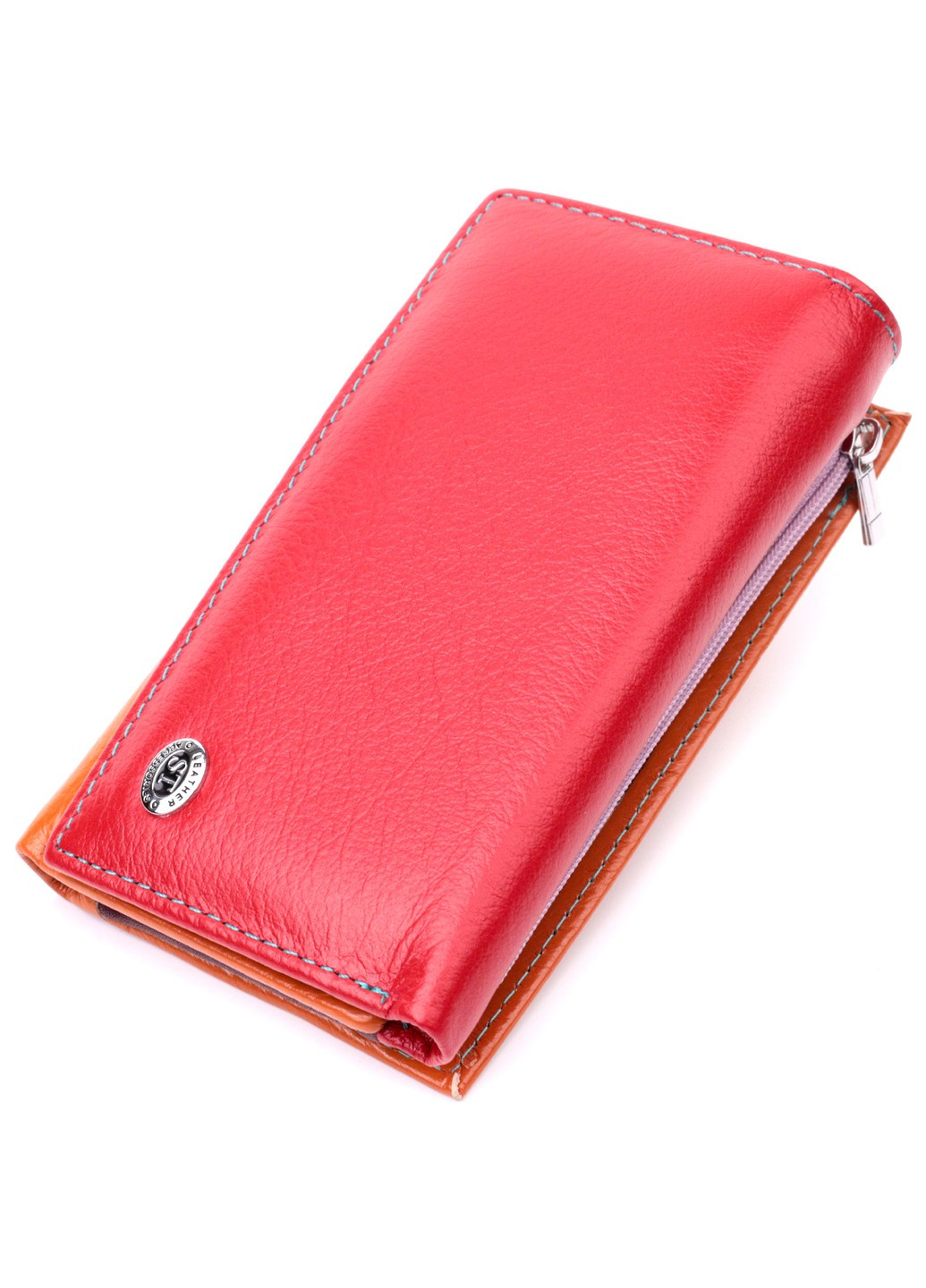 Шкіряний гаманець в три складання для жінок 19442 Різнокольоровий st leather (277980432)