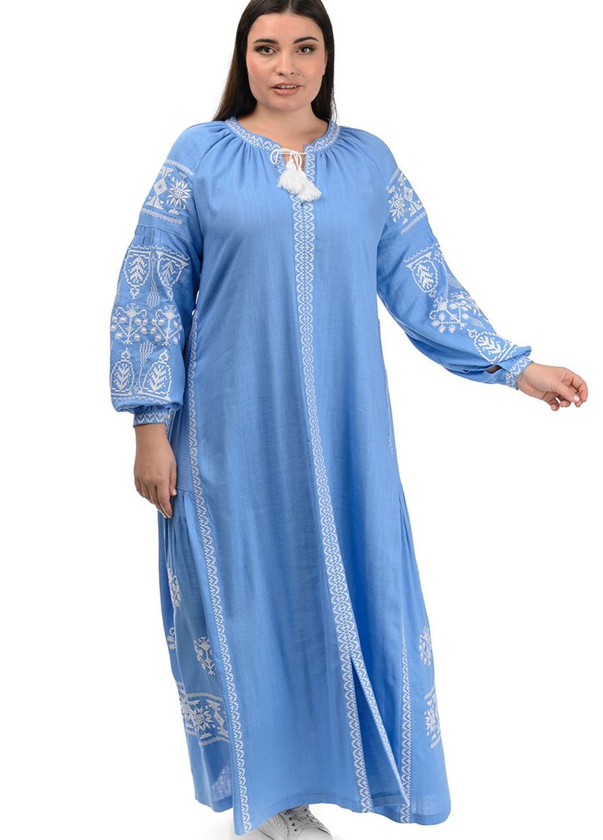 Изысканное платье-вышиванка Мрия (голубой) Golfstream (270935676)