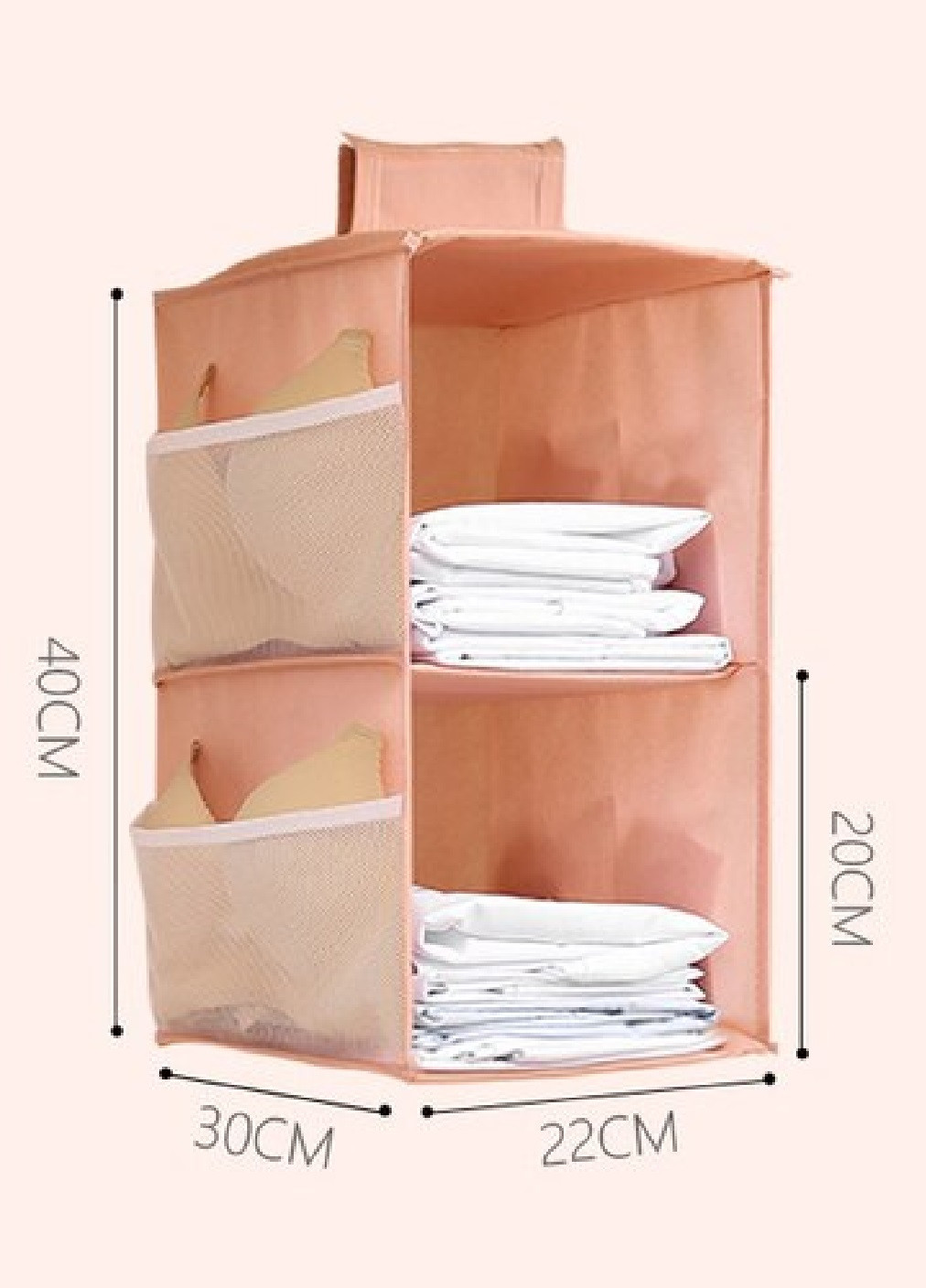 Подвесной органайзер модуль шкаф для хранения одежды обуви вещей сумок на 2 ячейки 40х30х22 см (474427-Prob) Розовый Unbranded (258417107)