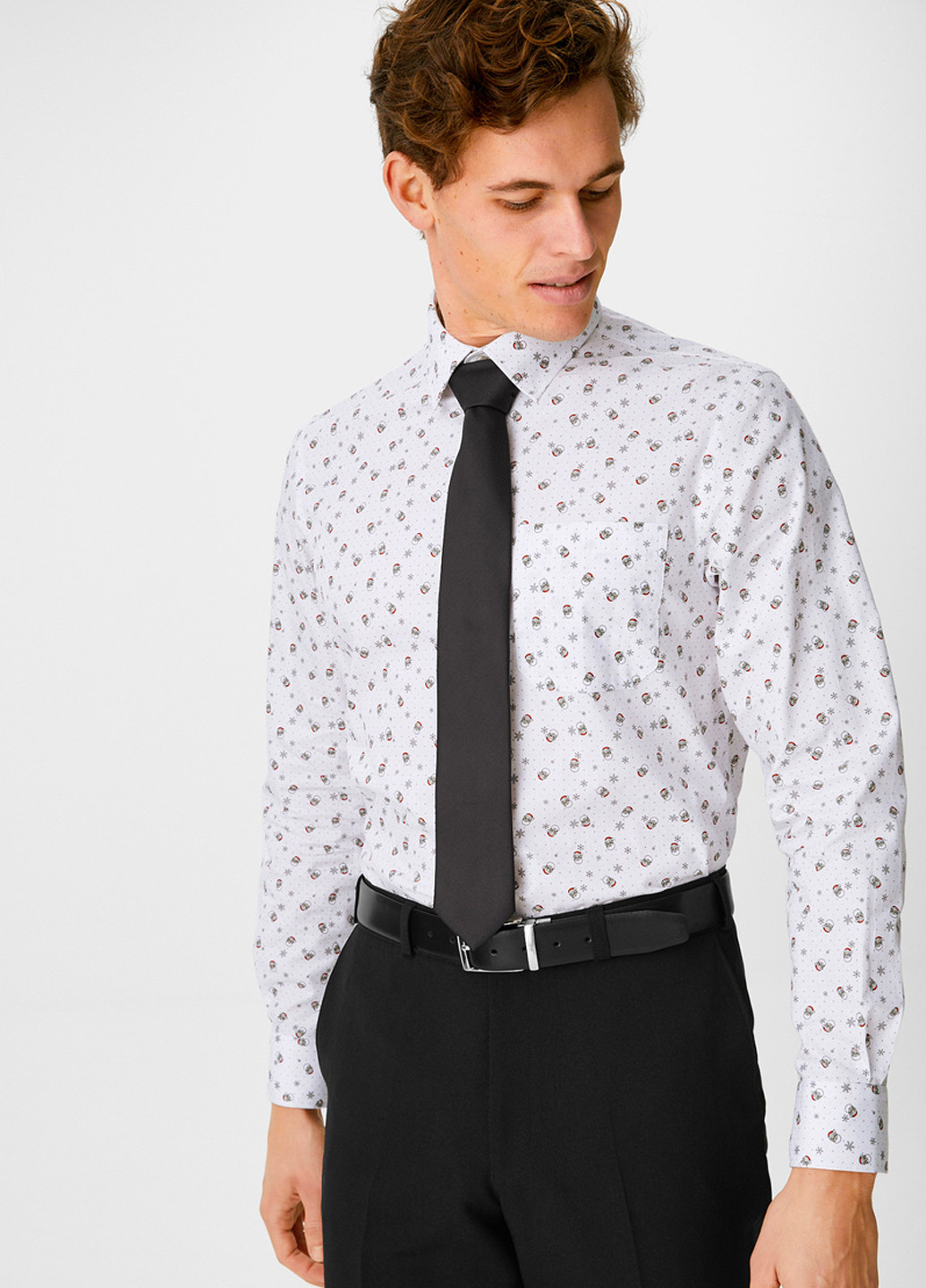 Чоловіча сорочка CANDA з новорічним принтом (2 шт) C&A regular fit (262604337)