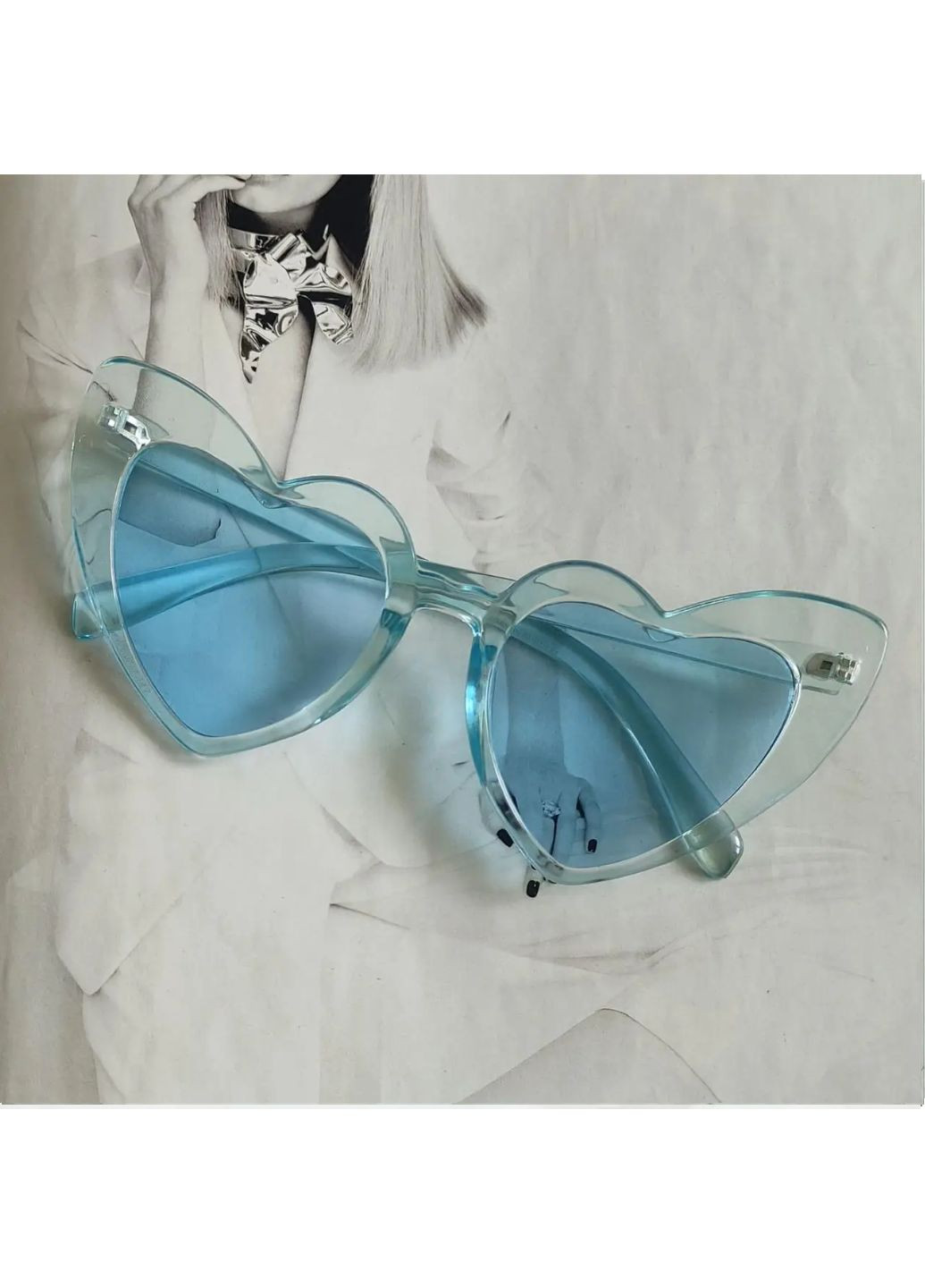 Женские очки солнцезащитные в форме сердца Голубой No Brand (259139376)